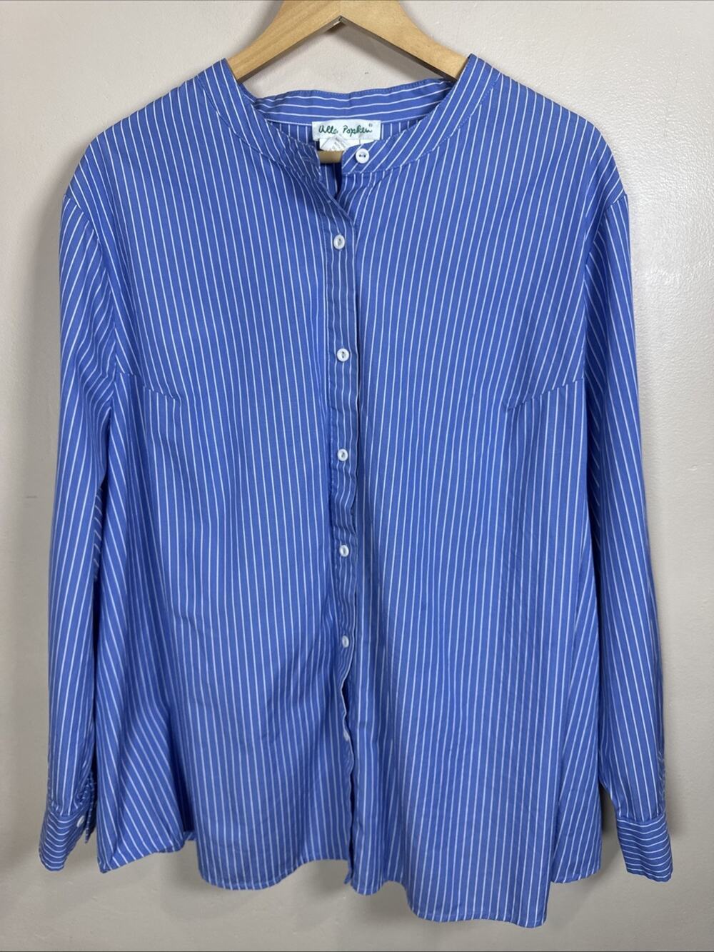 Ulla Popken Womens Plus Size Button Down Shirt 24/26 Striped Cotton Relaxed Fit